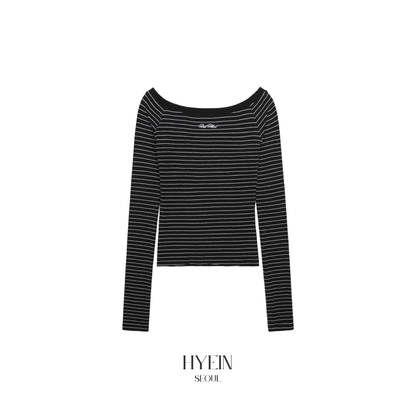 Beyond soft off-shoulder top / stripe black