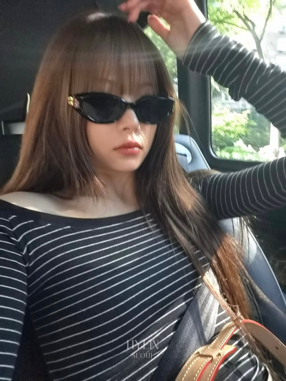Beyond soft off-shoulder top / stripe black