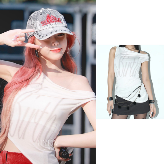 【ITZY ユナ着用】Birth draped top / cream