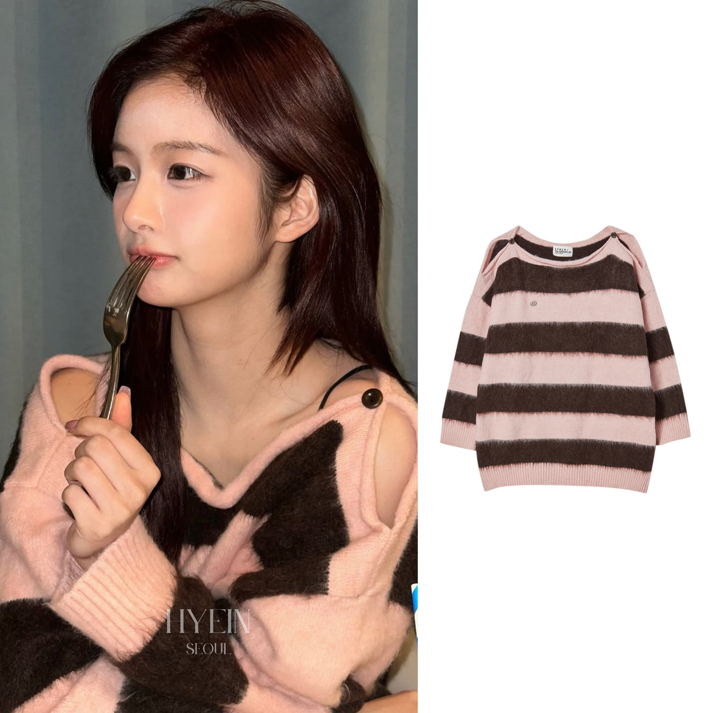 Block stripe off-shoulder knit【NMIXX sullyoon】