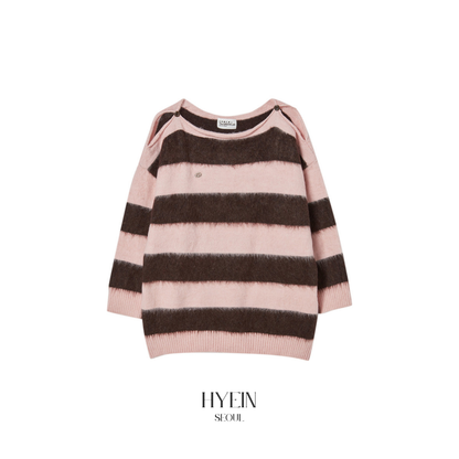 Block stripe off-shoulder knit【NMIXX sullyoon】