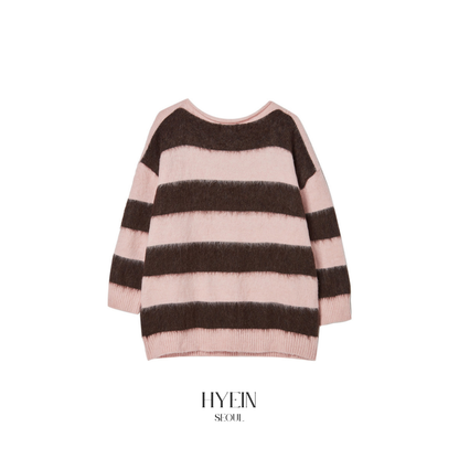 Block stripe off-shoulder knit【NMIXX sullyoon】
