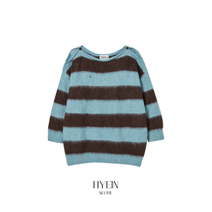 Block stripe off-shoulder knit【NMIXX sullyoon】