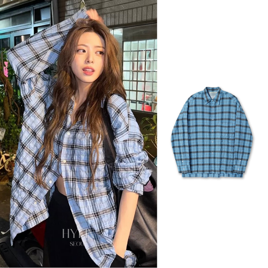【ITZY ユナ着用】Blueberry check shirt