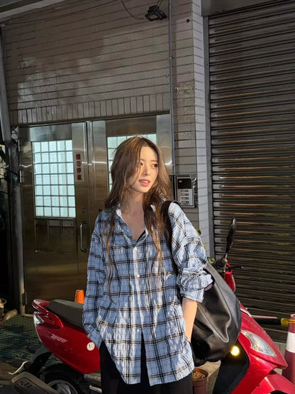 【ITZY ユナ着用】Blueberry check shirt