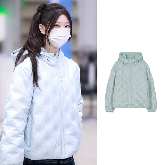 Bonded dot down jacket / blue【ILLIT モカ着用】