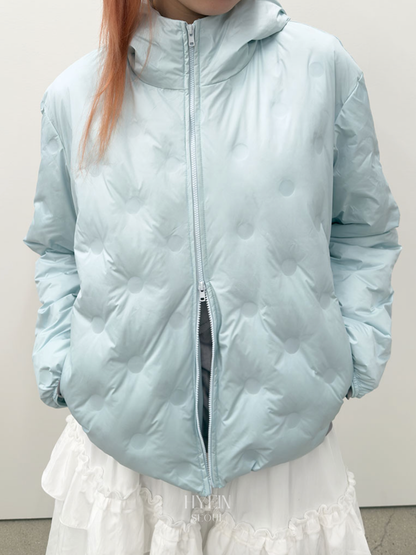 Bonded dot down jacket / blue【ILLIT モカ着用】