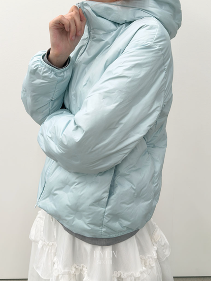 Bonded dot down jacket / blue【ILLIT モカ着用】