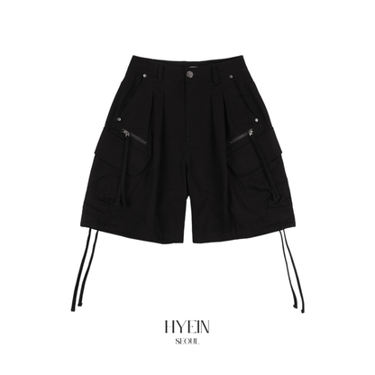 Cargo lettering bermuda pants / black