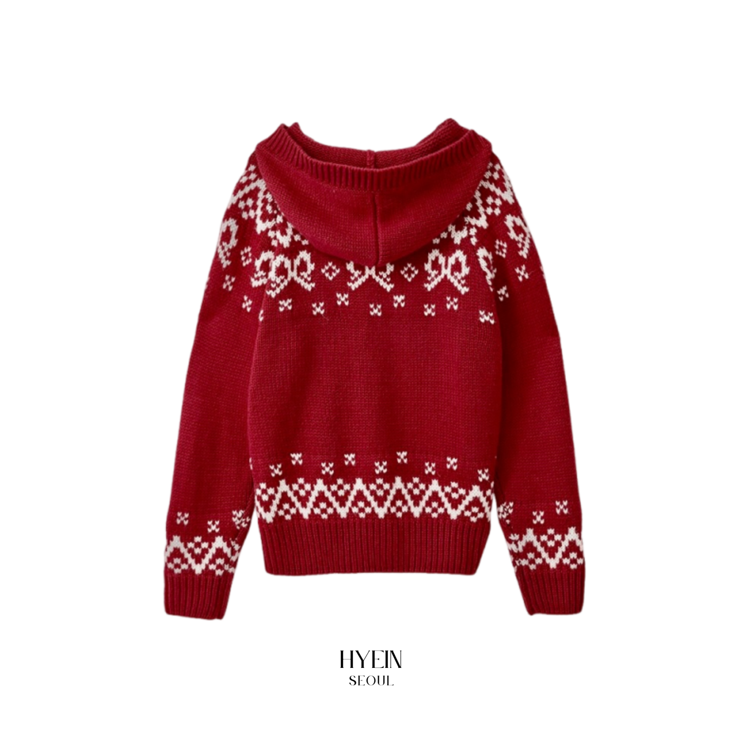 Cat jacquard hoodie cardigan red【IVE ウォニョン着用】