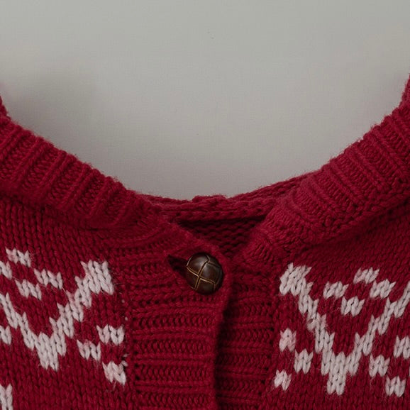 Cat jacquard hoodie cardigan red【IVE ウォニョン着用】