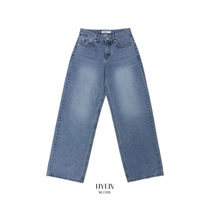 C ROSE HOTFIX WIDE DENIM PANTS/ LIGHT BLUE【IVE レイ着用】