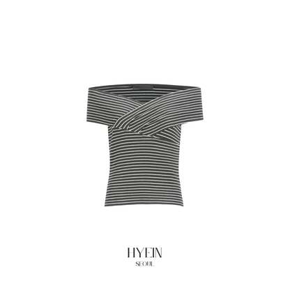 Cross over off shoulder top / grey【ILLIT ミンジュ着用】