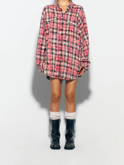 Dirtywashing overfit check shirt