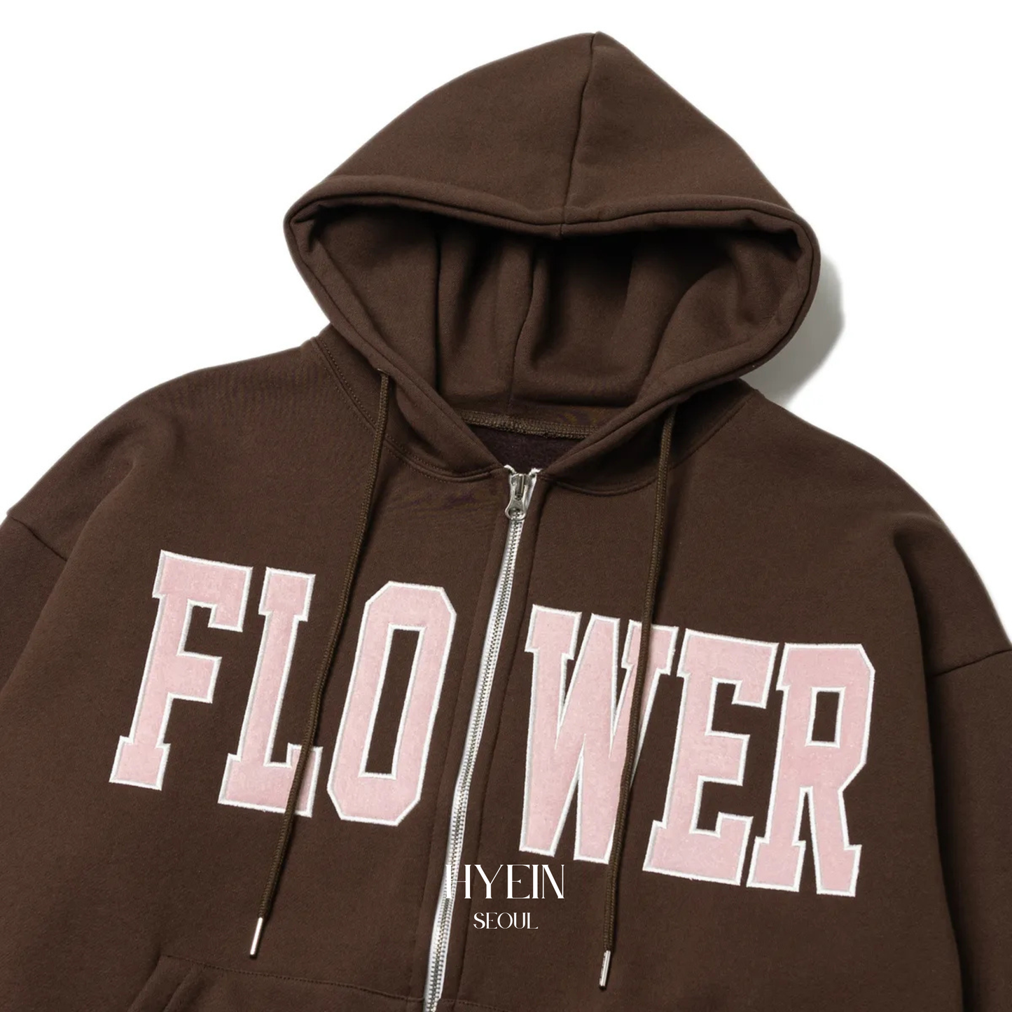 Flower zip up hood / brown【ILLIT ウォンヒ着用】
