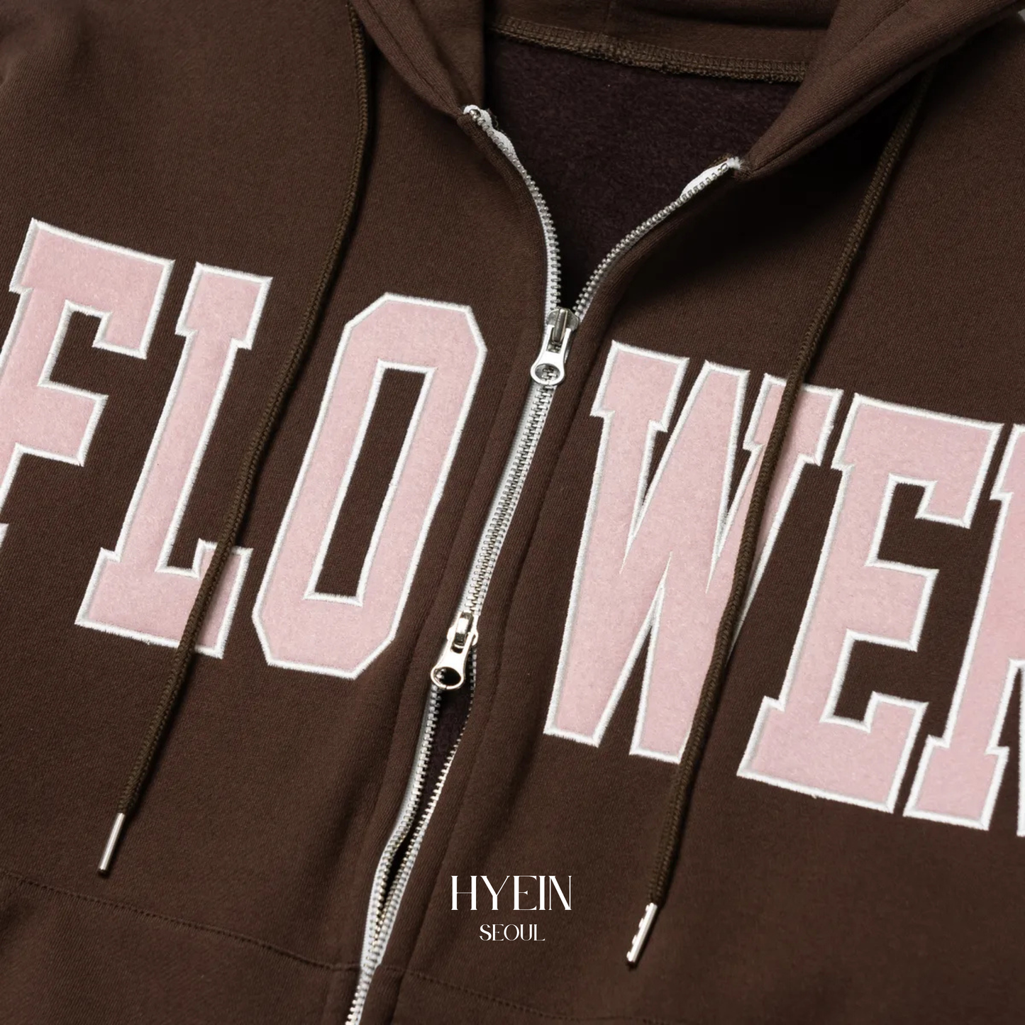 Flower zip up hood / brown【ILLIT ウォンヒ着用】