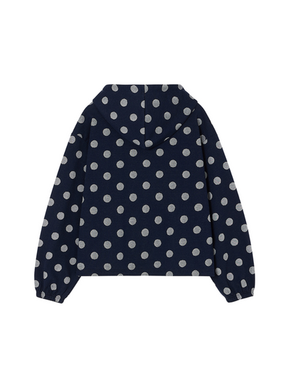 【IVE レイ着用】Frill heart hoodie / dot navy