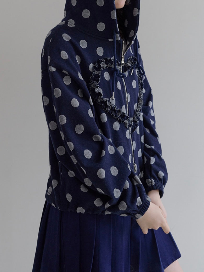 IVE レイ着用】Frill heart hoodie / dot navy – hyein