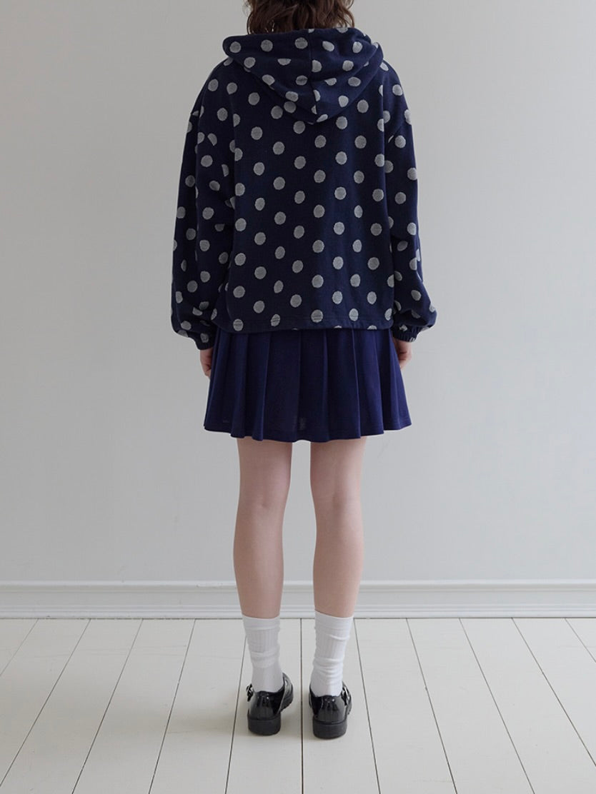 【IVE レイ着用】Frill heart hoodie / dot navy