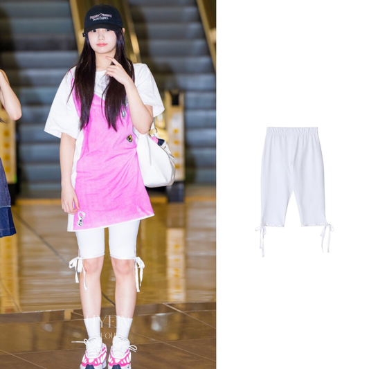 Frill string capri pants / white