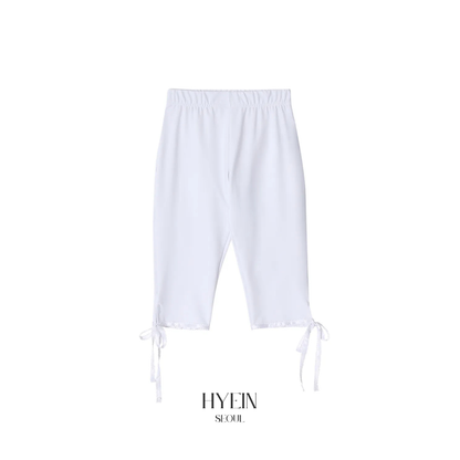 Frill string capri pants / white