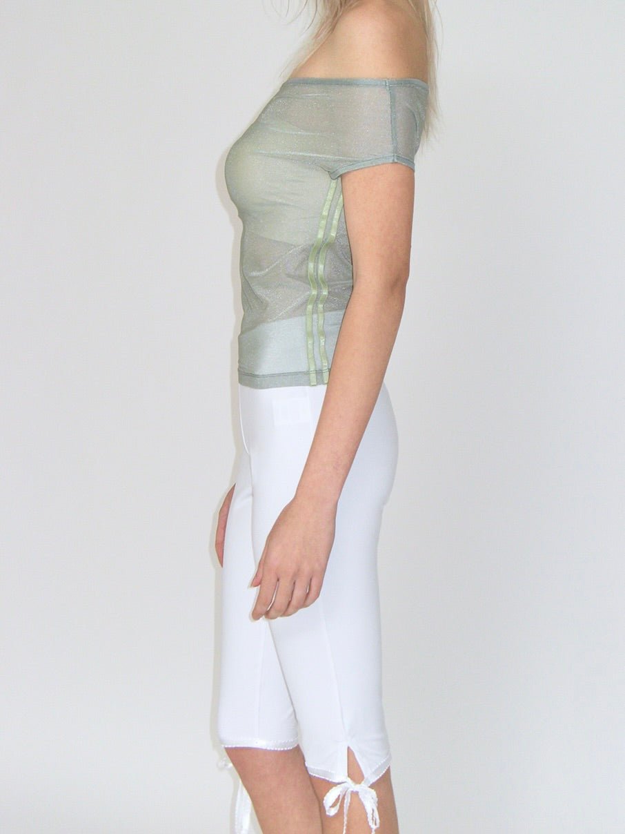 Frill string capri pants / white