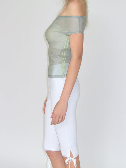 Frill string capri pants / white