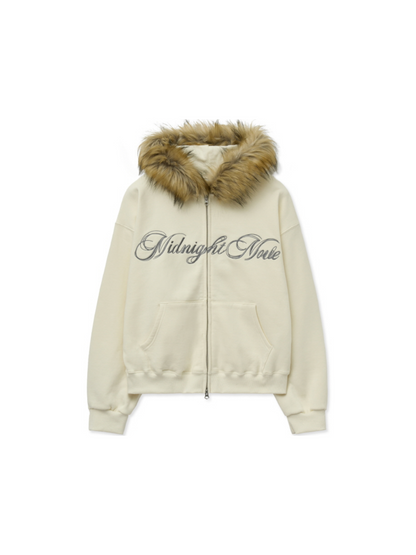 【aespa ニンニン着用】Hair hood zip up / ivory