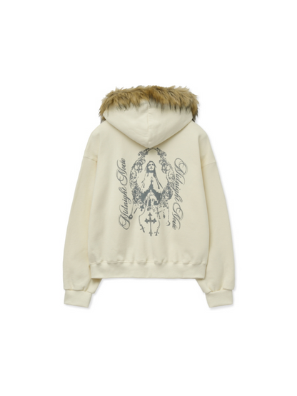 【aespa ニンニン着用】Hair hood zip up / ivory