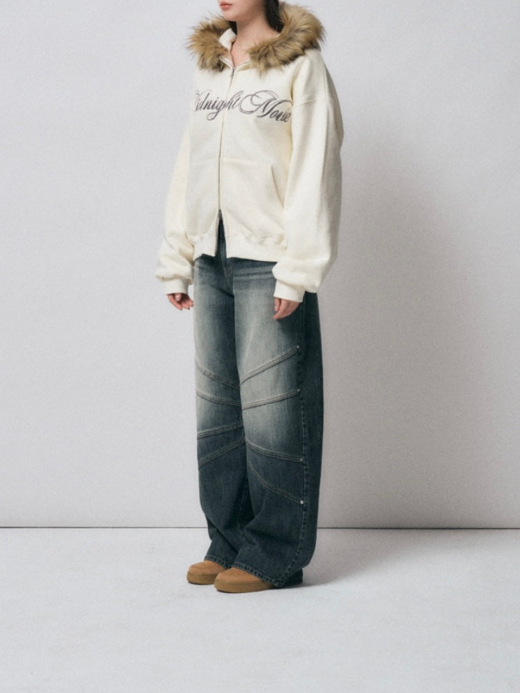 【aespa ニンニン着用】Hair hood zip up / ivory