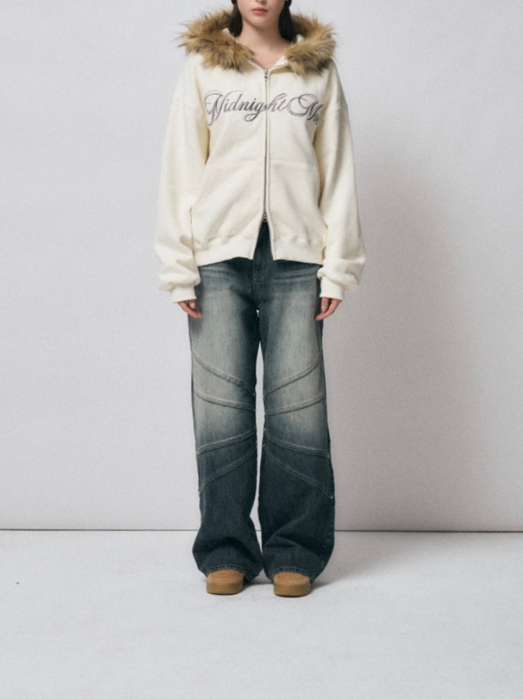 【aespa ニンニン着用】Hair hood zip up / ivory