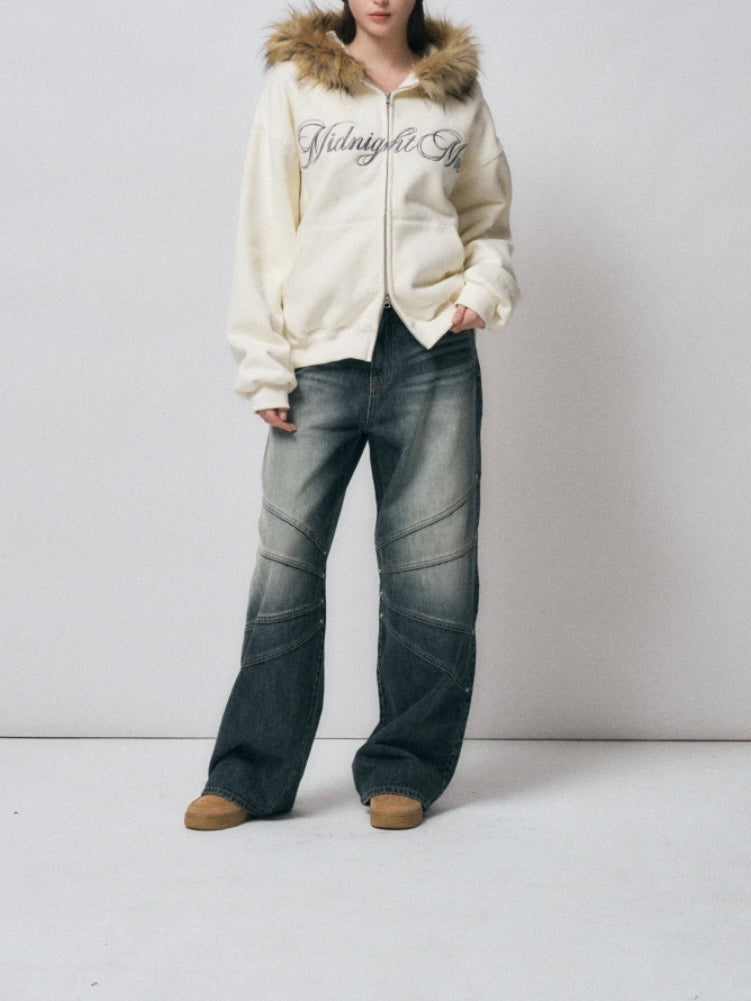 【aespa ニンニン着用】Hair hood zip up / ivory