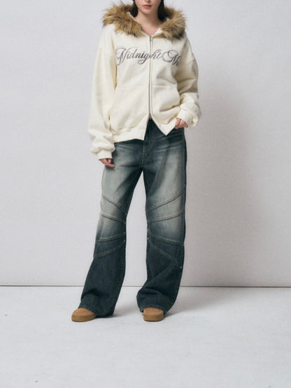 【aespa ニンニン着用】Hair hood zip up / ivory