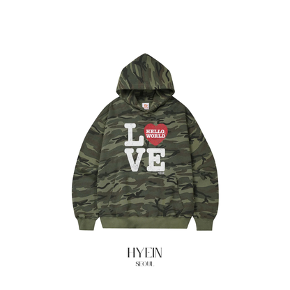 Hello world love hoodie / camo【Hearts2Hearts(H2H) ian】