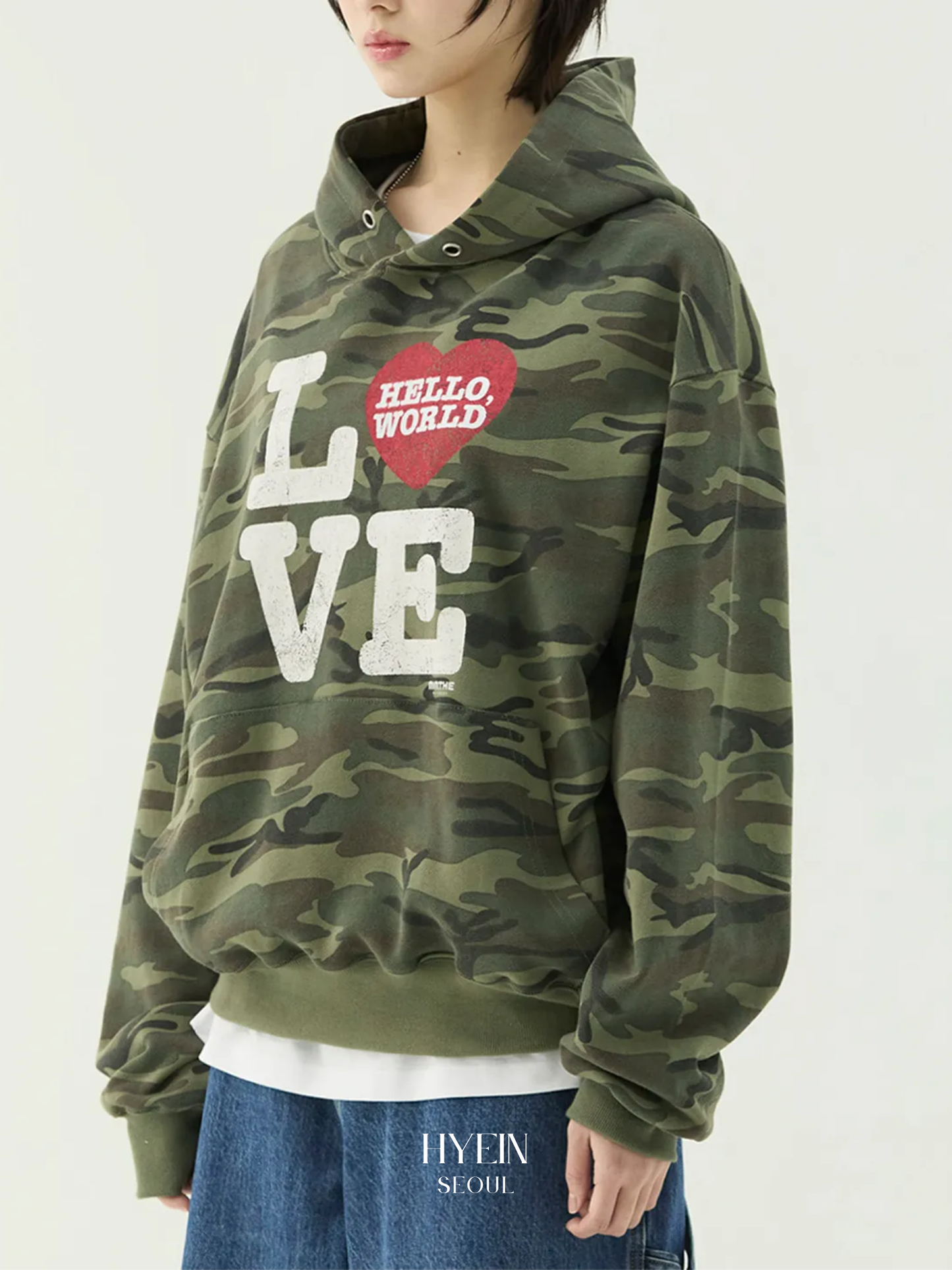 Hello world love hoodie / camo【Hearts2Hearts(H2H) ian】