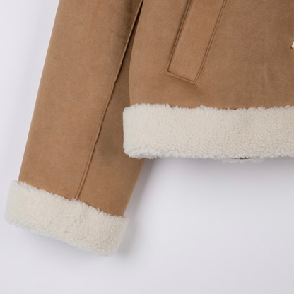 High neck suede mustang jacket beige【IVE ウォニョン着用】