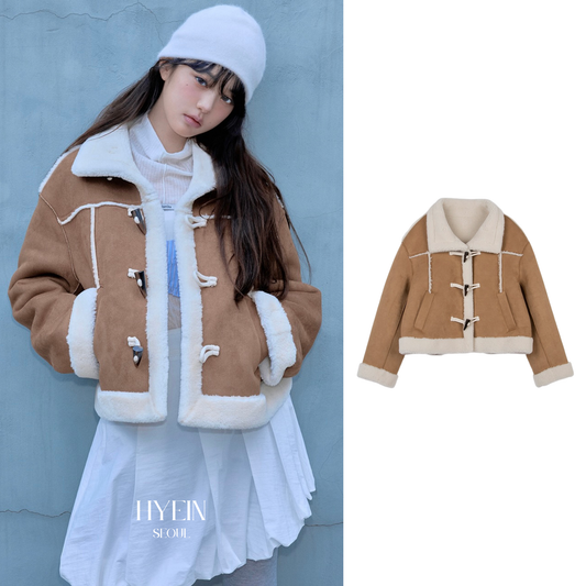High neck suede mustang jacket beige【IVE ウォニョン着用】