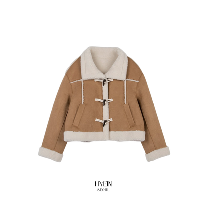 High neck suede mustang jacket beige【IVE ウォニョン着用】