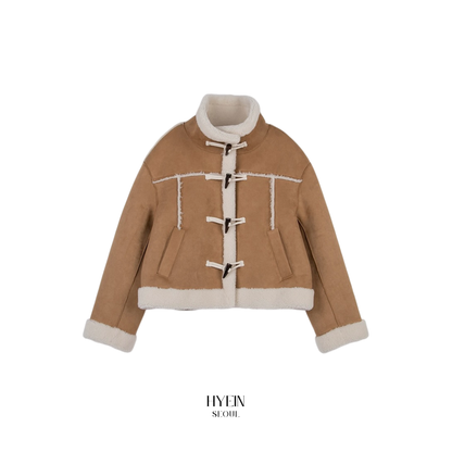 High neck suede mustang jacket beige【IVE ウォニョン着用】