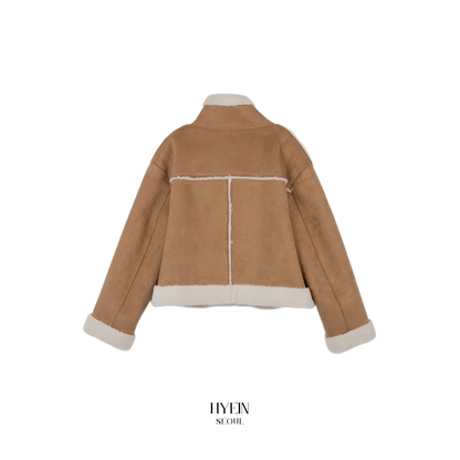 High neck suede mustang jacket beige【IVE ウォニョン着用】