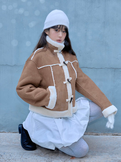 High neck suede mustang jacket beige【IVE ウォニョン着用】