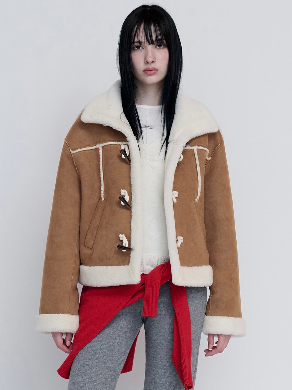 High neck suede mustang jacket beige【IVE ウォニョン着用】