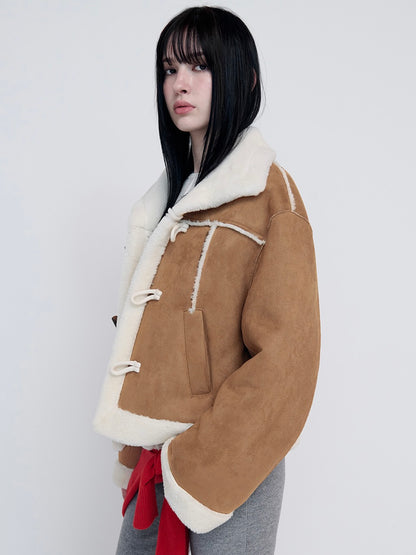 High neck suede mustang jacket beige【IVE ウォニョン着用】