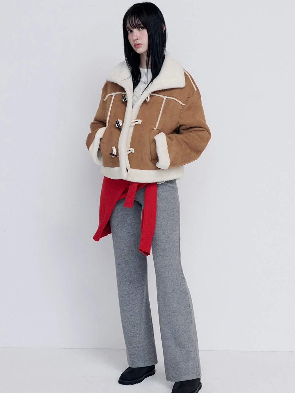 High neck suede mustang jacket beige【IVE ウォニョン着用】