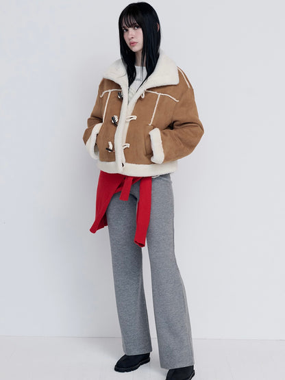 High neck suede mustang jacket beige【IVE ウォニョン着用】