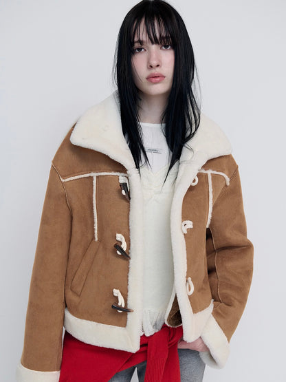 High neck suede mustang jacket beige【IVE ウォニョン着用】