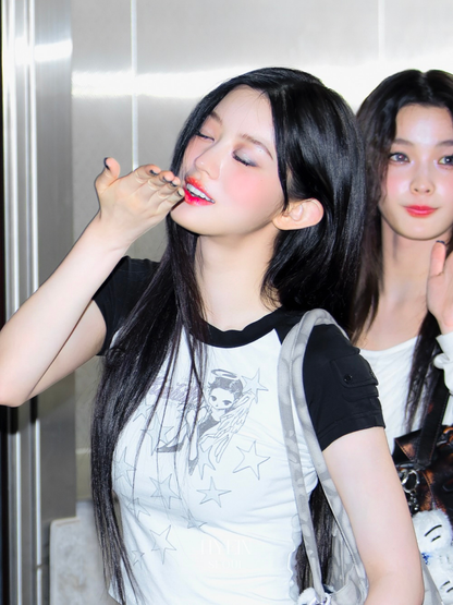 【ILLIT ミンジュ着用】Kashiko angelic pocket raglan t shirt