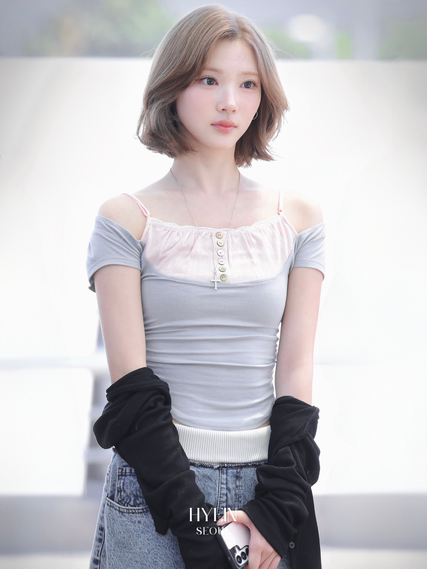 Katie button baby top / grey【Hearts2Hearts(H2H) ジウ着用】