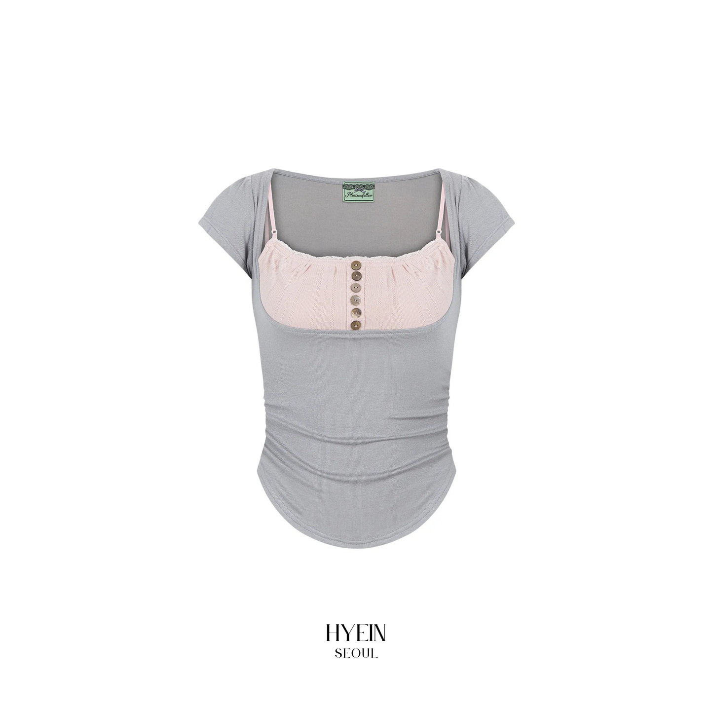 Katie button baby top / grey【Hearts2Hearts(H2H) ジウ着用】