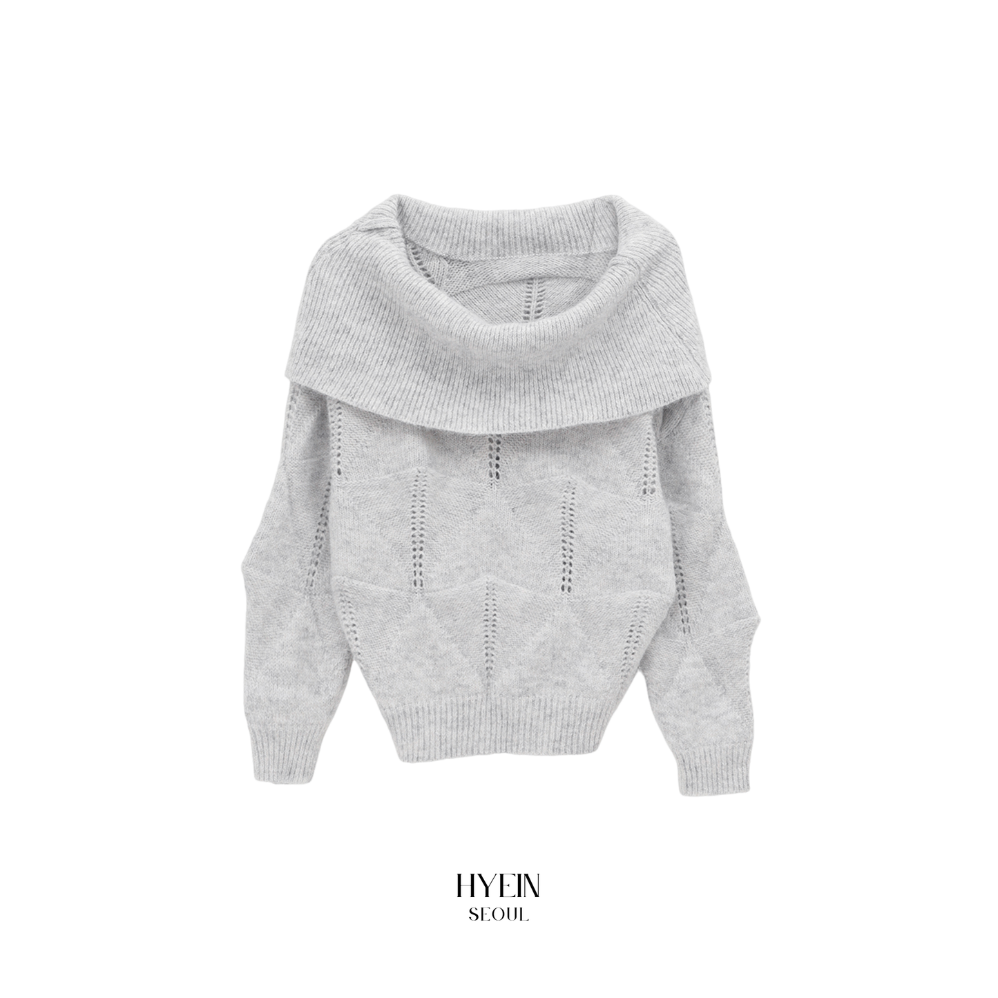 Kened punching off-shoulder wool knit / gray【Hearts2Hearts(H2H) ian】